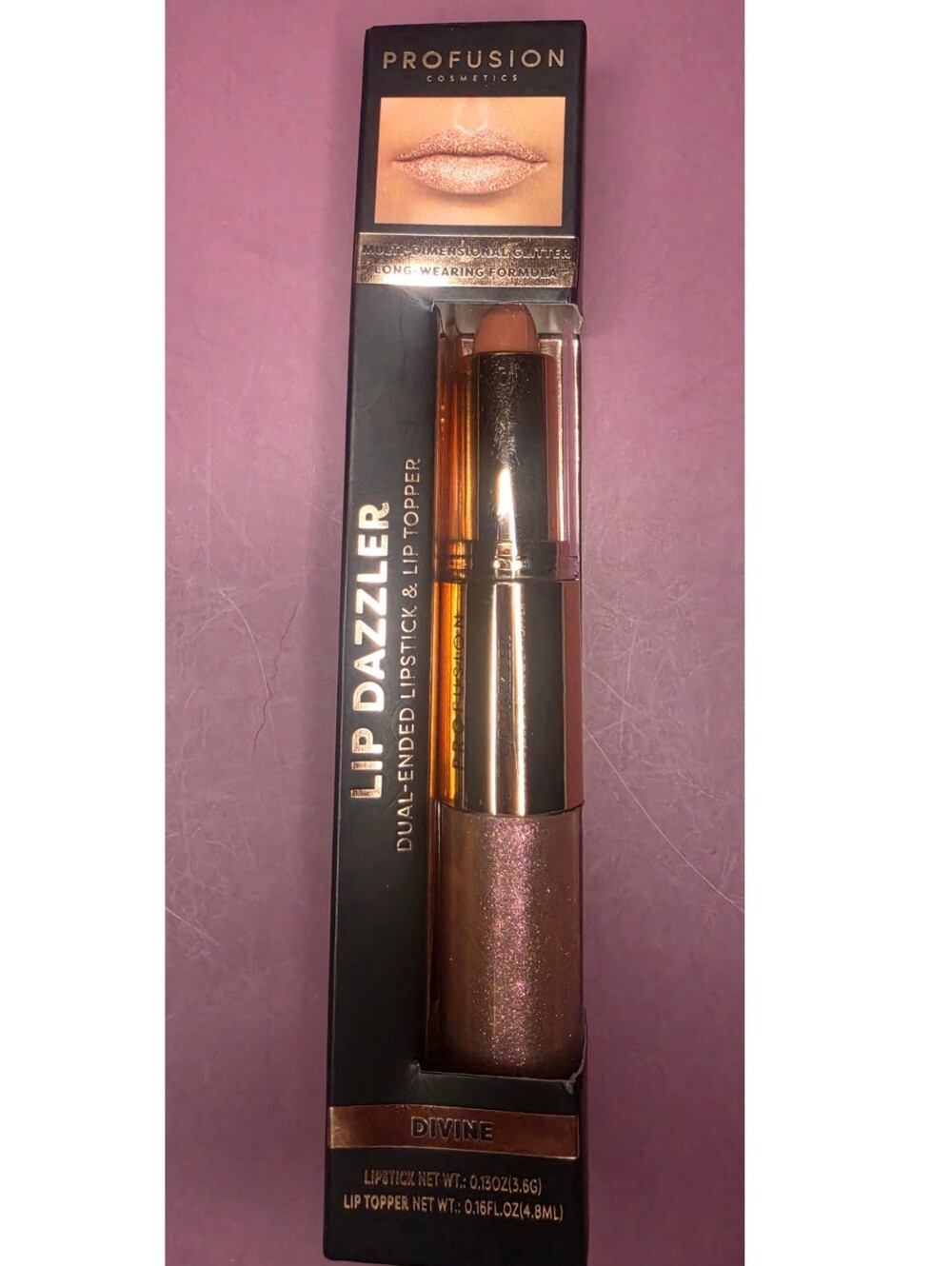 Profusion Cosmetics Lip Dazzler Dual-Ended Lipstick & Topper — Divine Nude